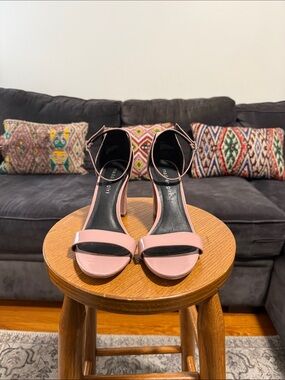 Madden Girl Blush Pink Ankle-Strap Block Heels